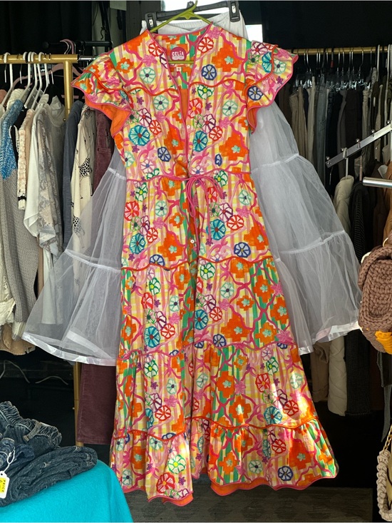 CeliaB Dresses & Skirts - CeliaB Orange Multicolor Floral Midi Dress